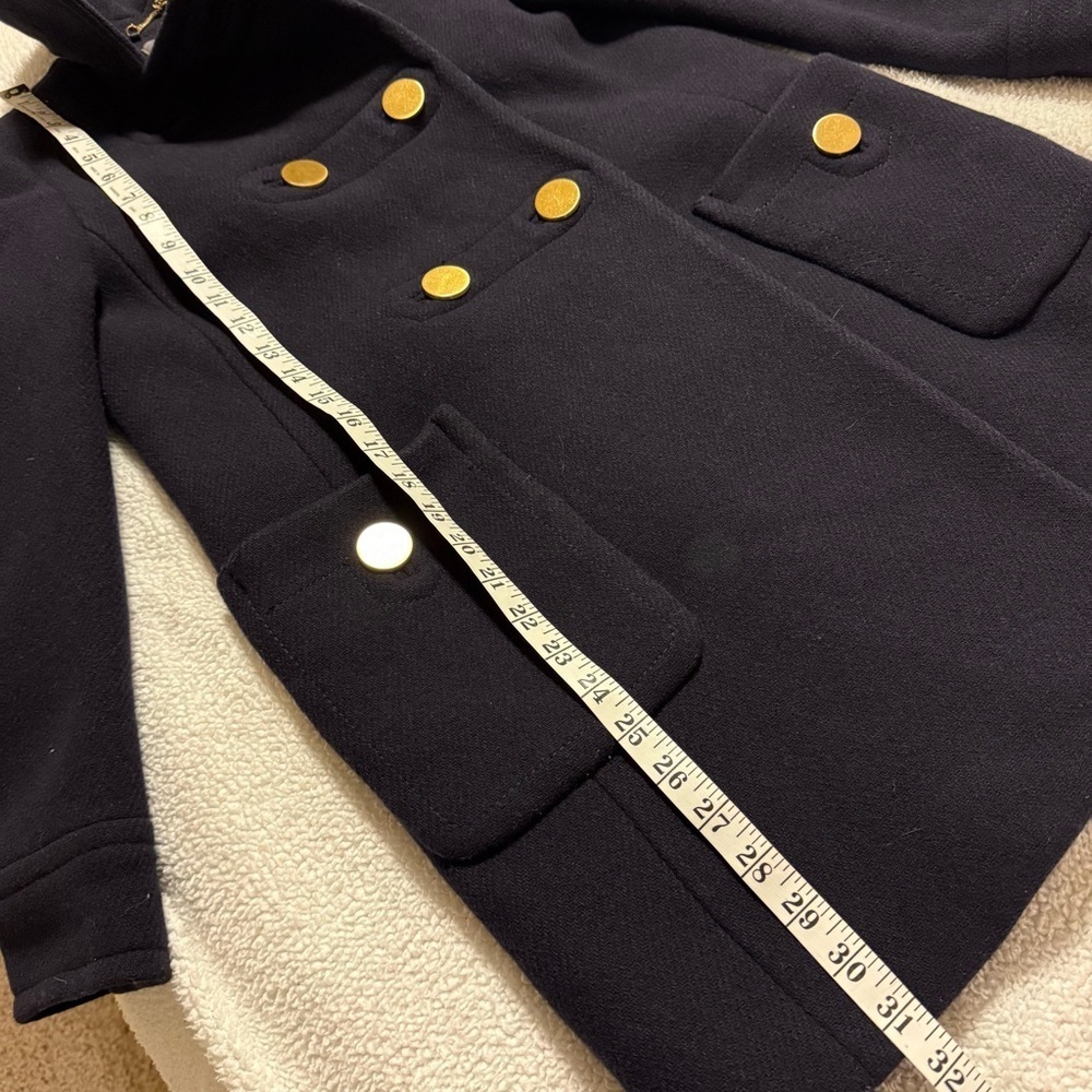 J.Crew Majesty Wool Blend Stadium Cloth Peacoat Navy Blue Gold Buttons Jacket - Picture 6 of 9